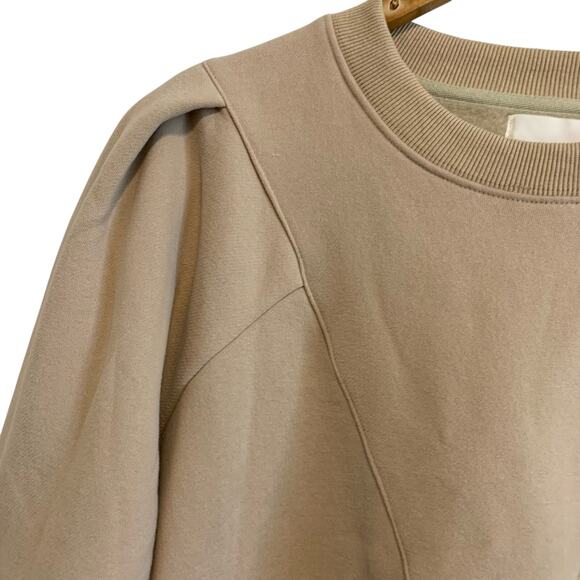All:Row Beige Puff-Shoulder Fleece Sweatshirt (Size Medium) - Picture 2 of 6